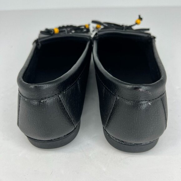 Valley Lane Womens Black Beaded Moccasins Slip On Flats Leather Size 6W Loafers - Picture 5 of 9